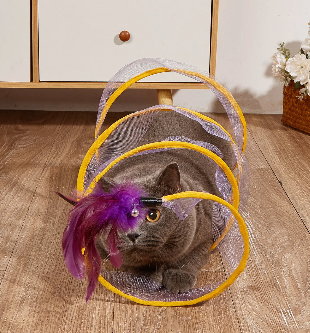 Interactive Cat Tunnel with Feather Toy